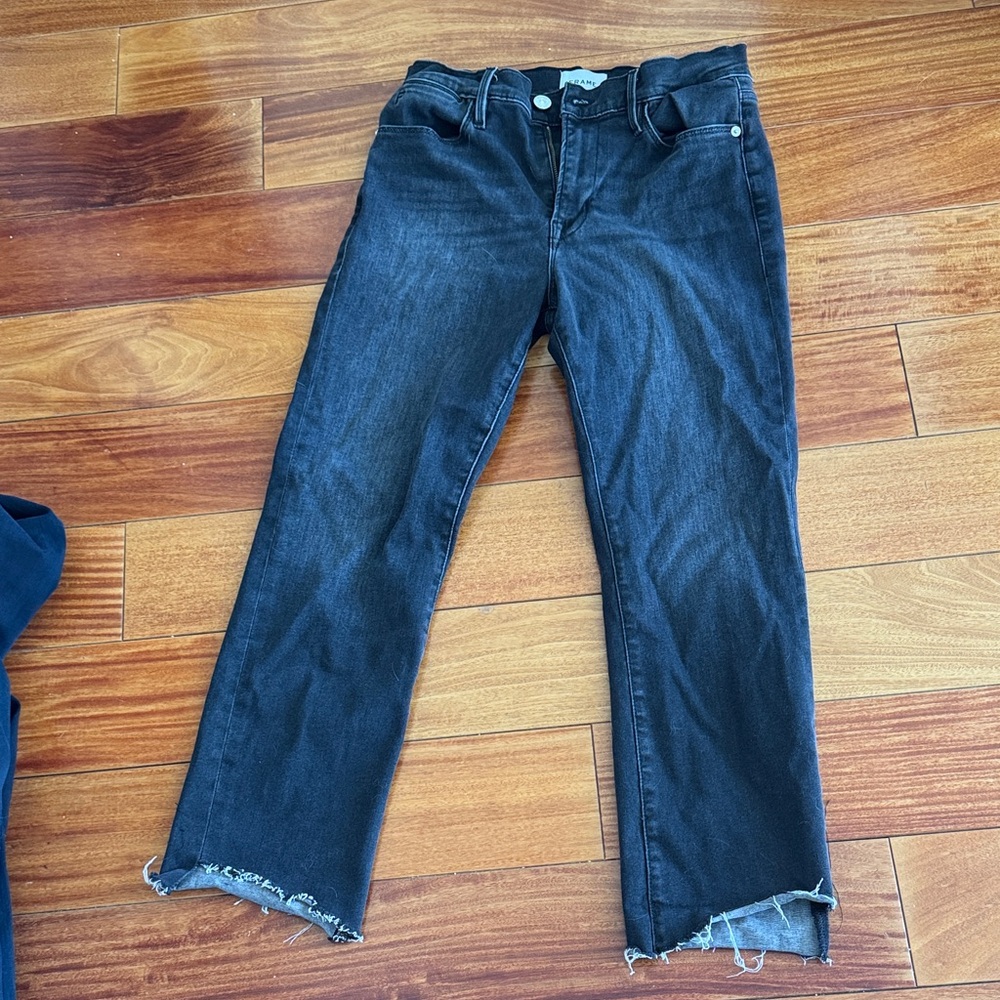 Frame Denim Dark Wash Cropped Jeans